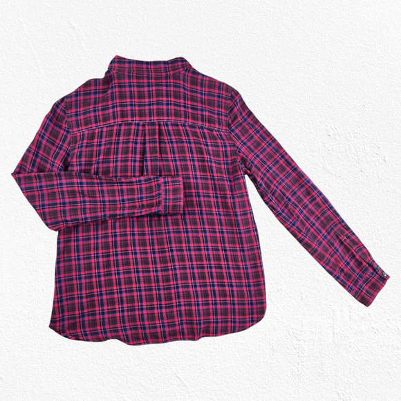 Halogen Embellished Plaid Button Down Shirt Red Jewel Detail Flannel Size Medium - Picture 12 of 12